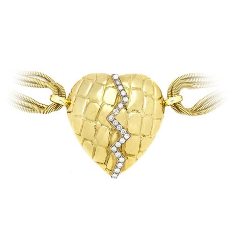 gucci crystal heart necklace|vintage Gucci chain necklace.